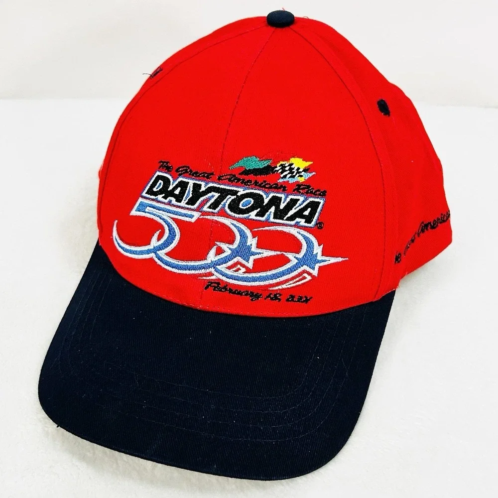NASCAR Daytona 500 2001 Vintage 2-Tone Hat‎ Cap Snapback Adjustable Red Racing